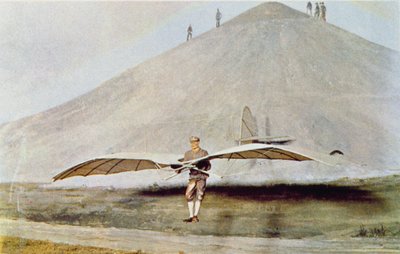 One of the Many Flying Experiments of Otto Lilienthal from 